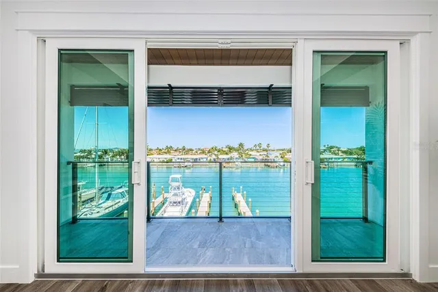 a view of a lake with a city view