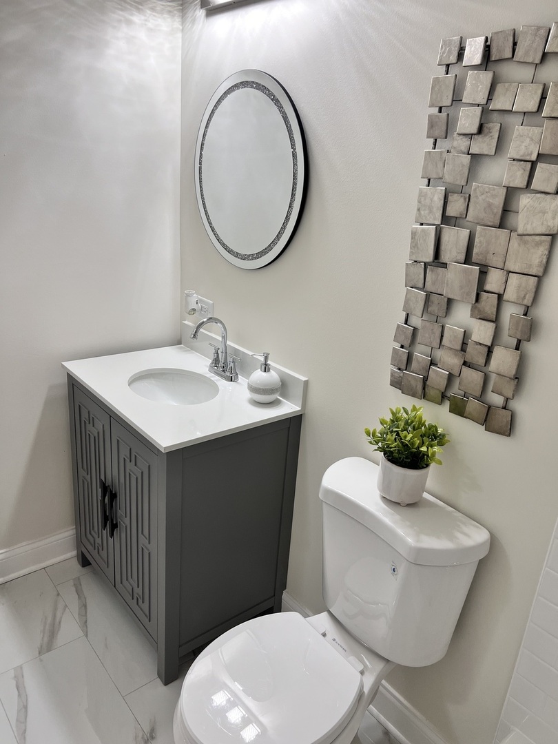 16607 Winchester Avenue Markham, IL 60428 - Photo 13 of 32 a bathroom with a sink a mirror and a toilet