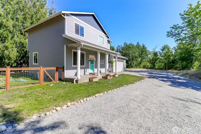 a view of a water with a trees