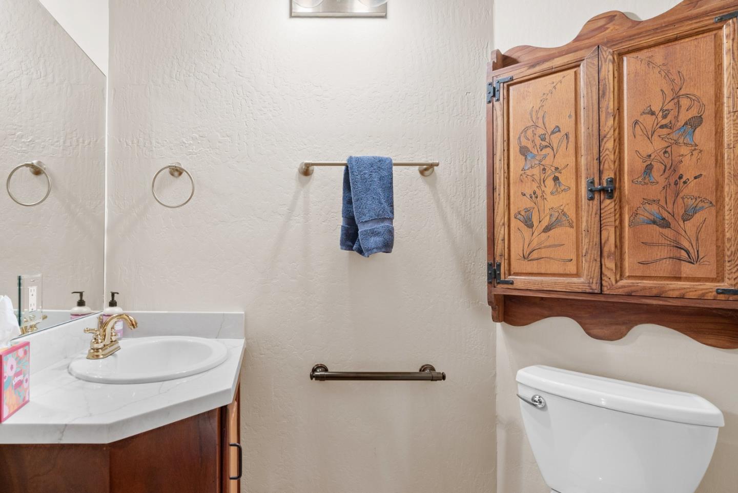 4611 Bonny Doon Road Santa Cruz, CA 95060 - Photo 13 of 94 a bathroom with a sink a toilet and a mirror
