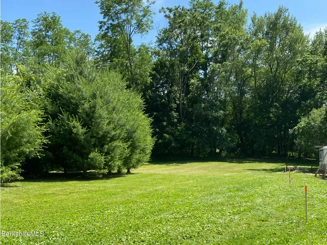 a view of green field with trees in the background