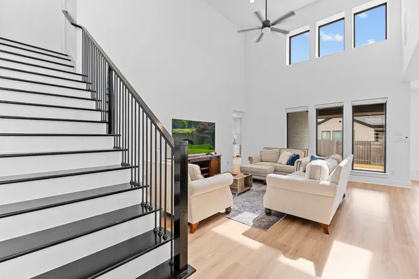 a living room with furniture