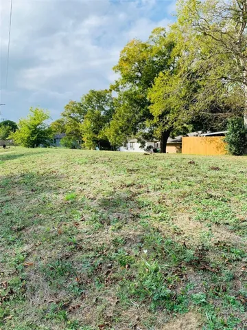 a view of a big yard with large trees
