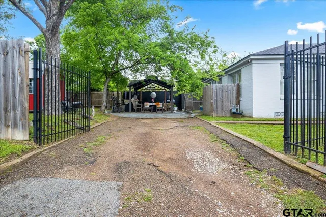 a view of a park with slide