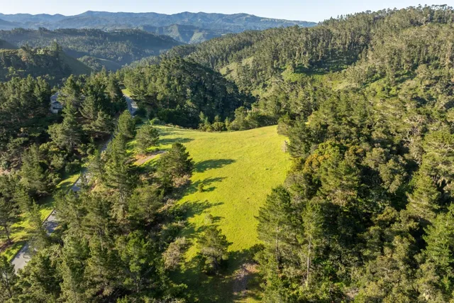 a view of mountain with trees in the background