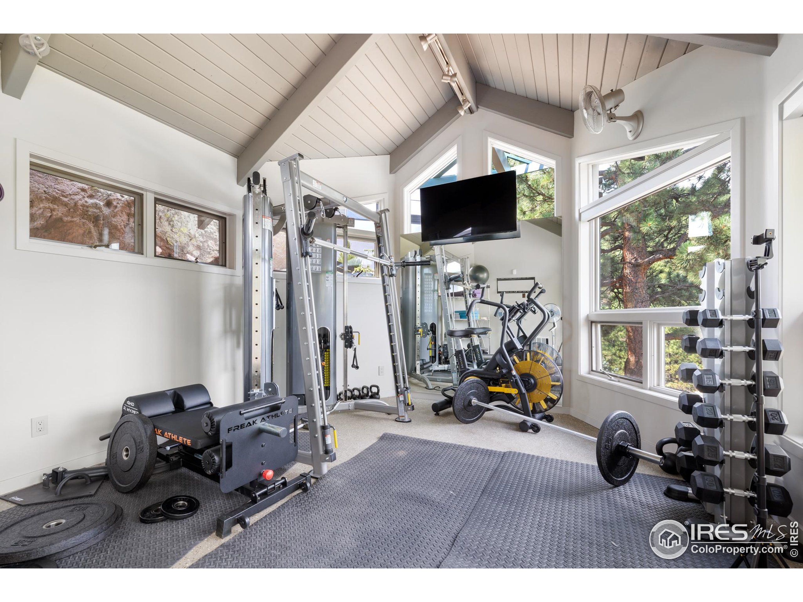 1145 Timber Lane Boulder, CO 80304 - Photo 30 of 40 a room with gym equipment and a large window