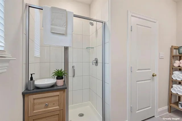 a bathroom with a shower