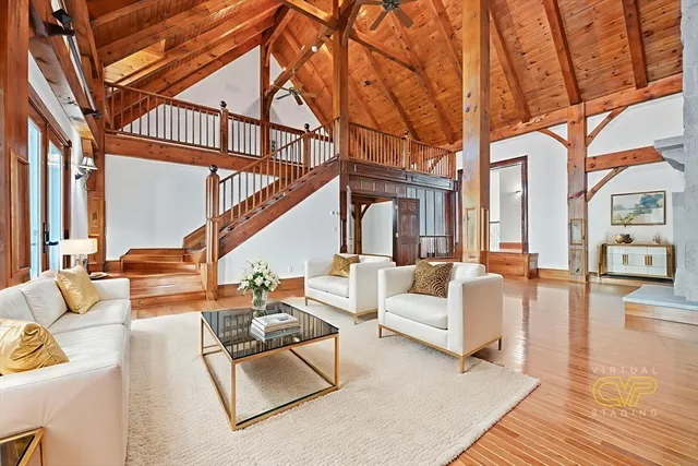 a living room with furniture