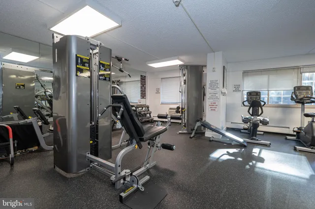 a view of a room with gym equipment