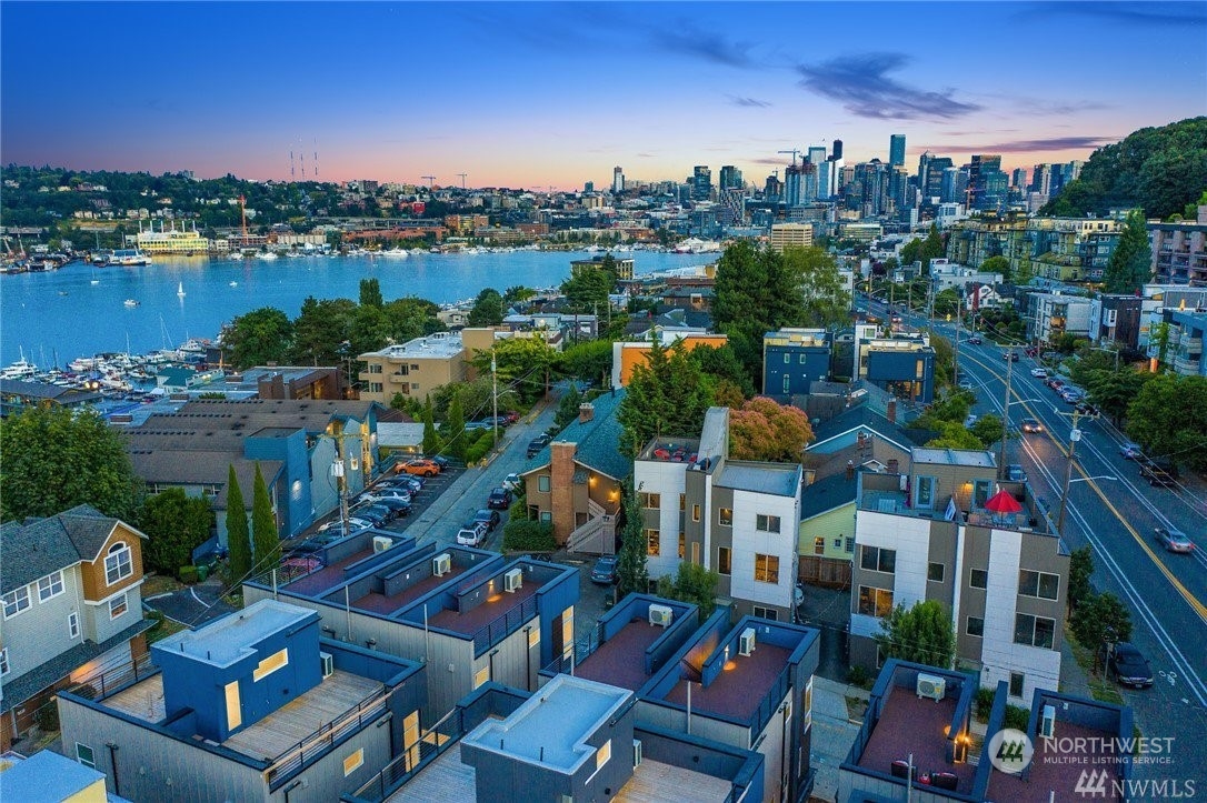 a view of city and lake