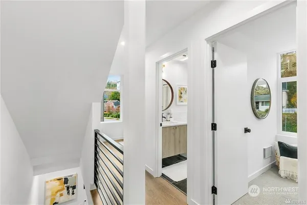 a view of a hallway with elevator