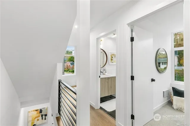 a view of a hallway with elevator