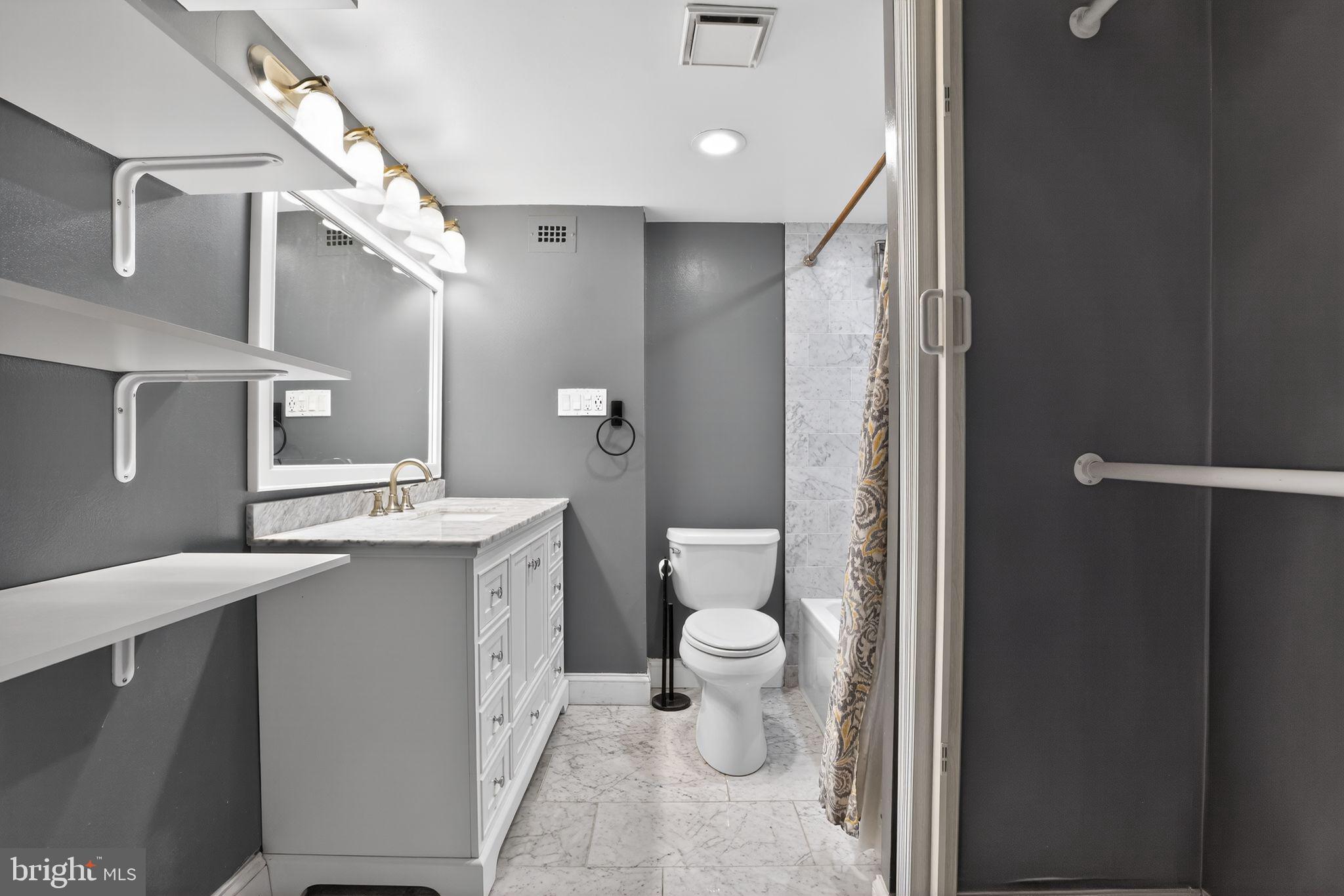 1435 4th Street Southwest, Unit B201 Washington, DC 20024 - Photo 11 of 13 a bathroom with a sink a toilet and shower