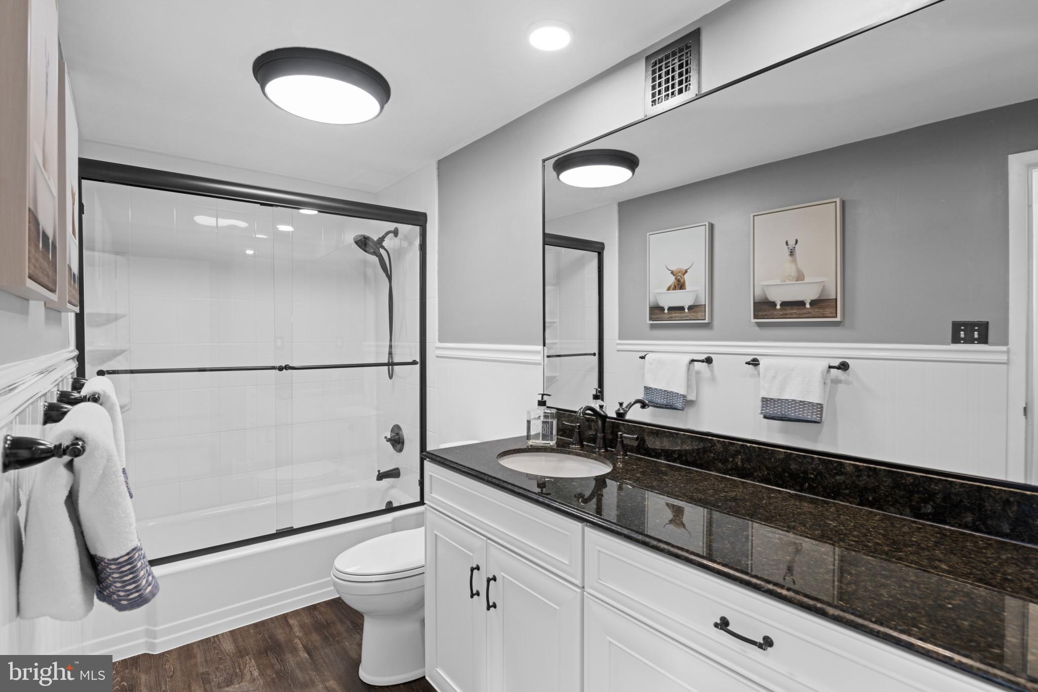 4401 Roland Avenue, Unit 310 Baltimore, MD 21210 - Photo 16 of 24 a bath room with a toilet a sink and a mirror