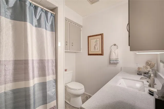 a bathroom with a toilet a sink and curtain