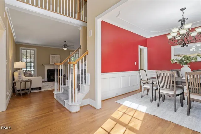 a view of a livingroom with furniture and wooden floor