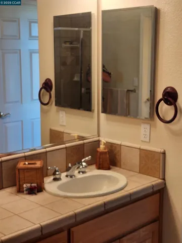 a bathroom with a bathtub