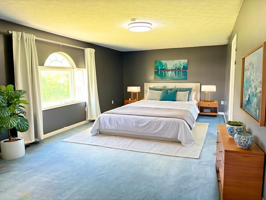 545 Adams Store Poole Mill Road Crofton, KY 42217 - Photo 20 of 48 a bedroom with a bed and a potted plant