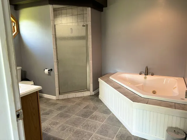 a bathroom with a toilet a sink and a mirror