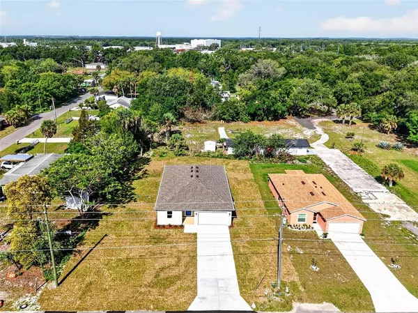an aerial view of a house