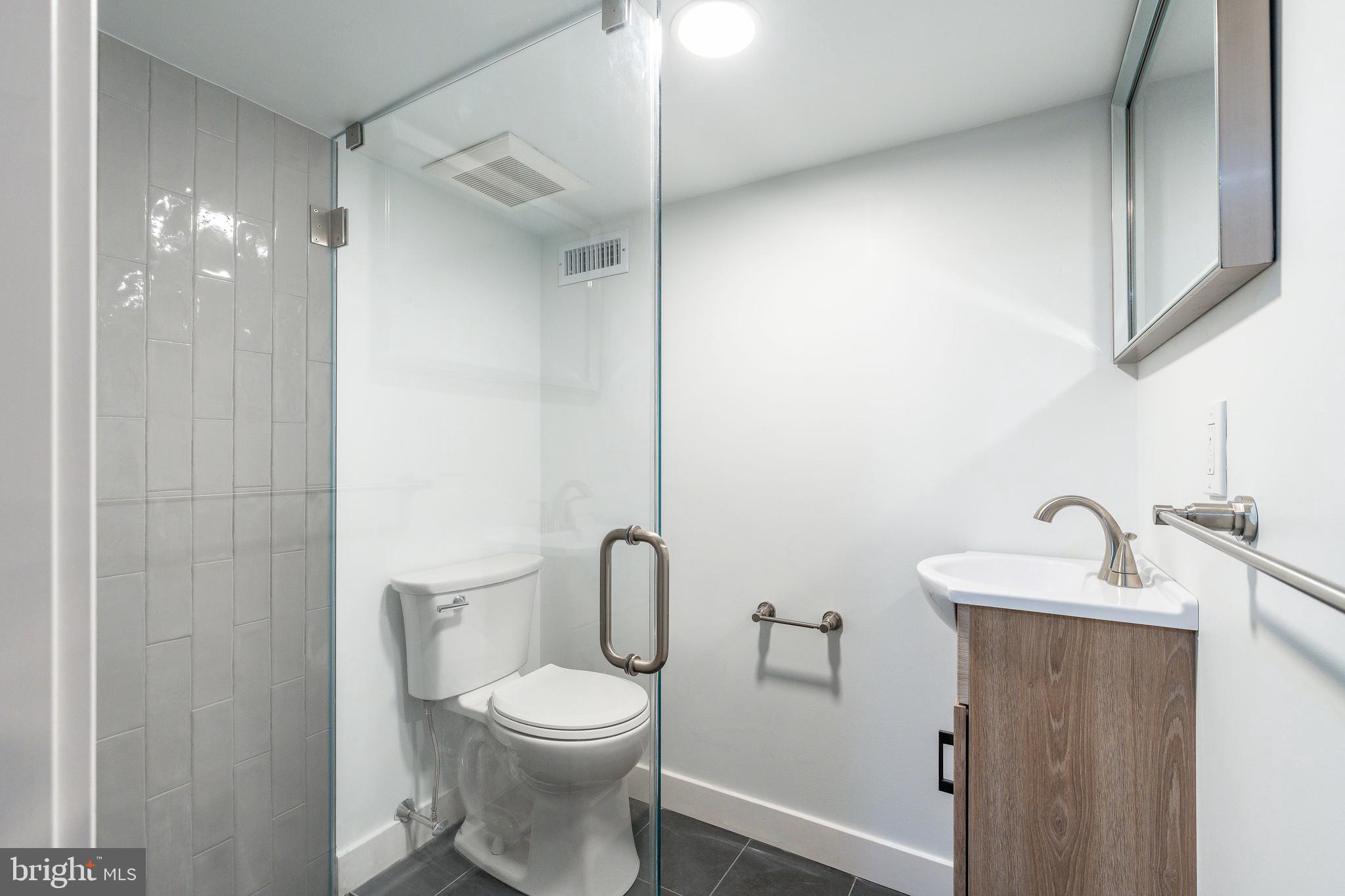 3016 South 17th Street Philadelphia, PA 19145 - Photo 21 of 30 a bathroom with a toilet a sink and mirror