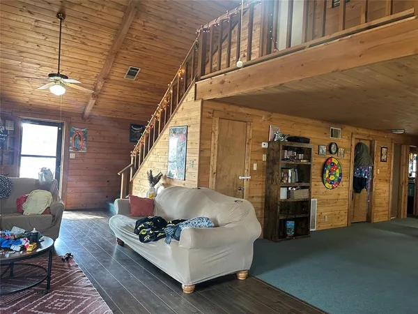 a living room with furniture