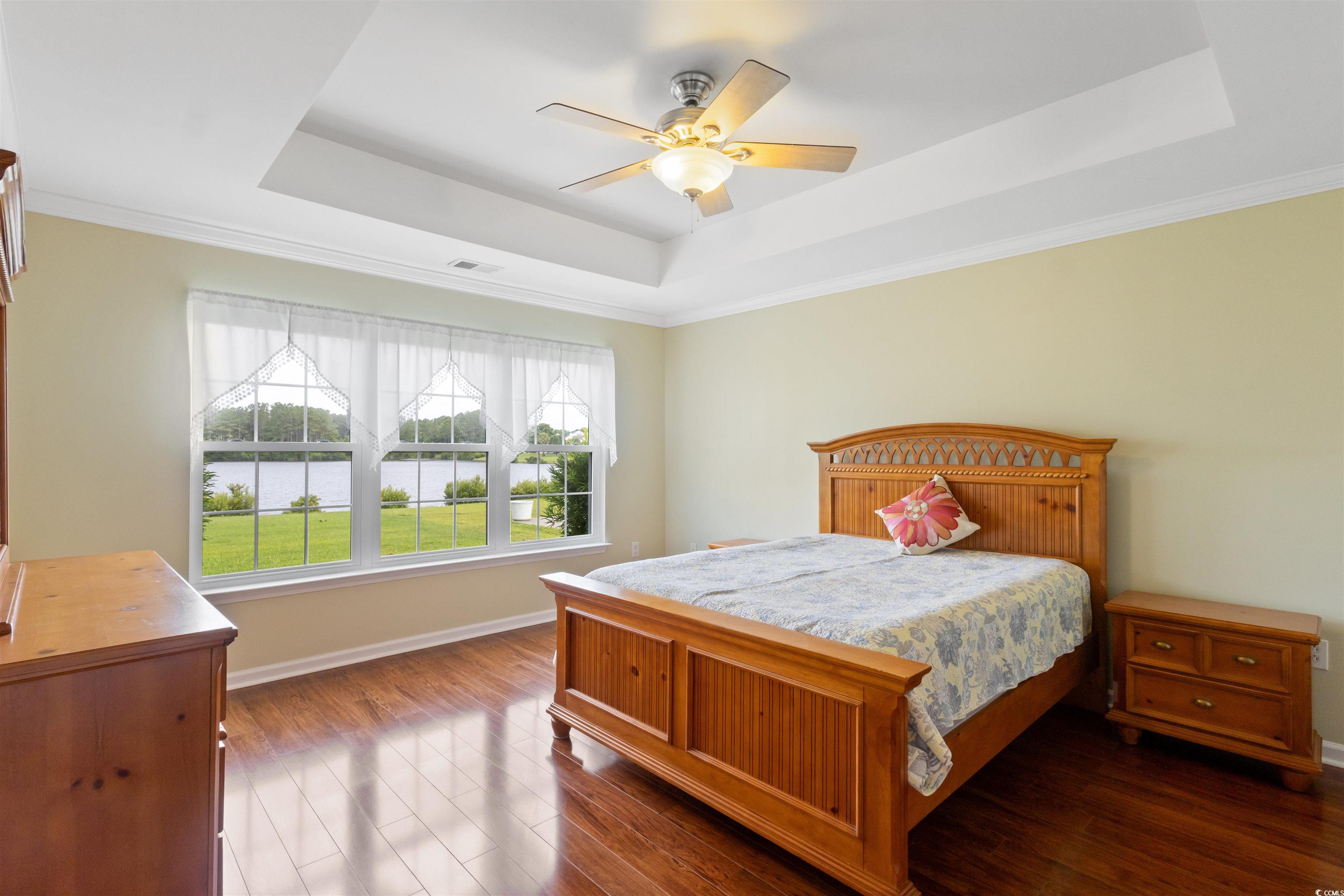 2210 Haystack Way Myrtle Beach, SC 29579 - Photo 20 of 33 Bedroom with a tray ceiling, dark wood-type floori