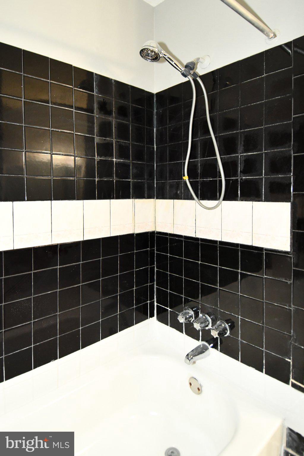 7737 Merrick Lane Landover, MD 20785 - Photo 28 of 34 Sleek black and white tiled shower.