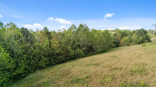 an aerial view of a houses with a yard