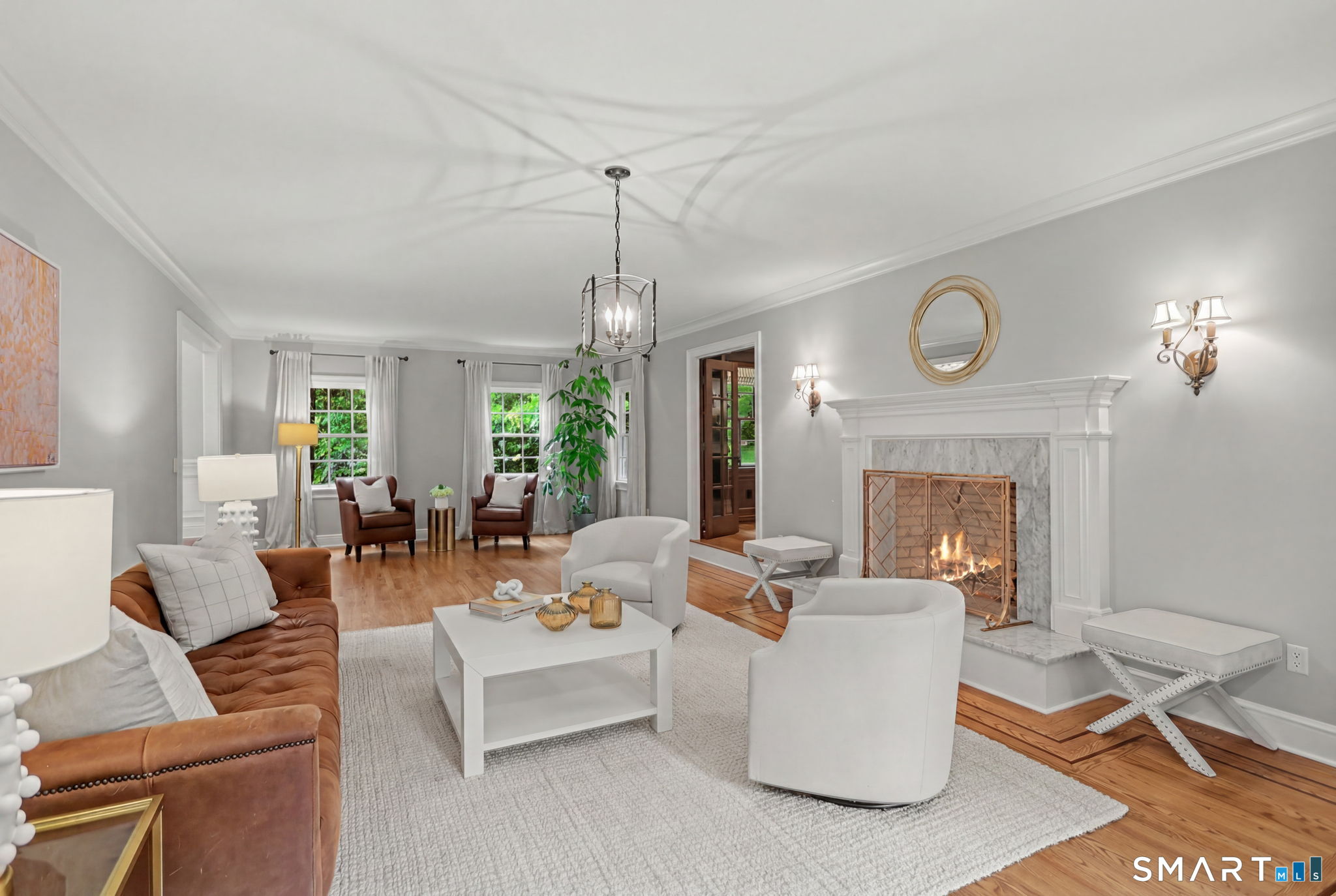 596 Silvermine Road New Canaan, CT 06840 - Photo 5 of 37 Living room with multiple seating areas