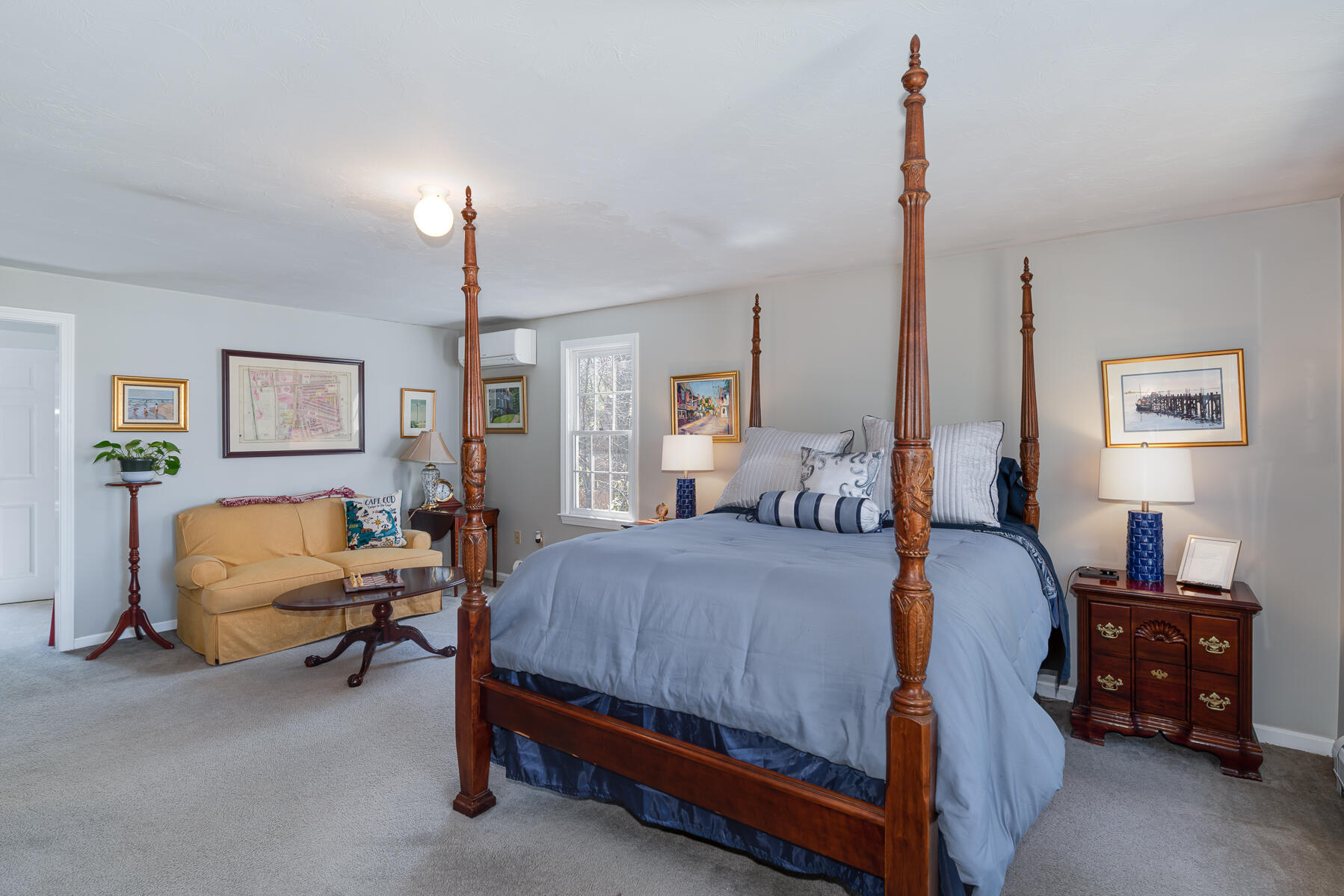 1 Country Farm Road Forestdale, MA 02644 - Photo 22 of 54 a bedroom with a bed and a chandelier