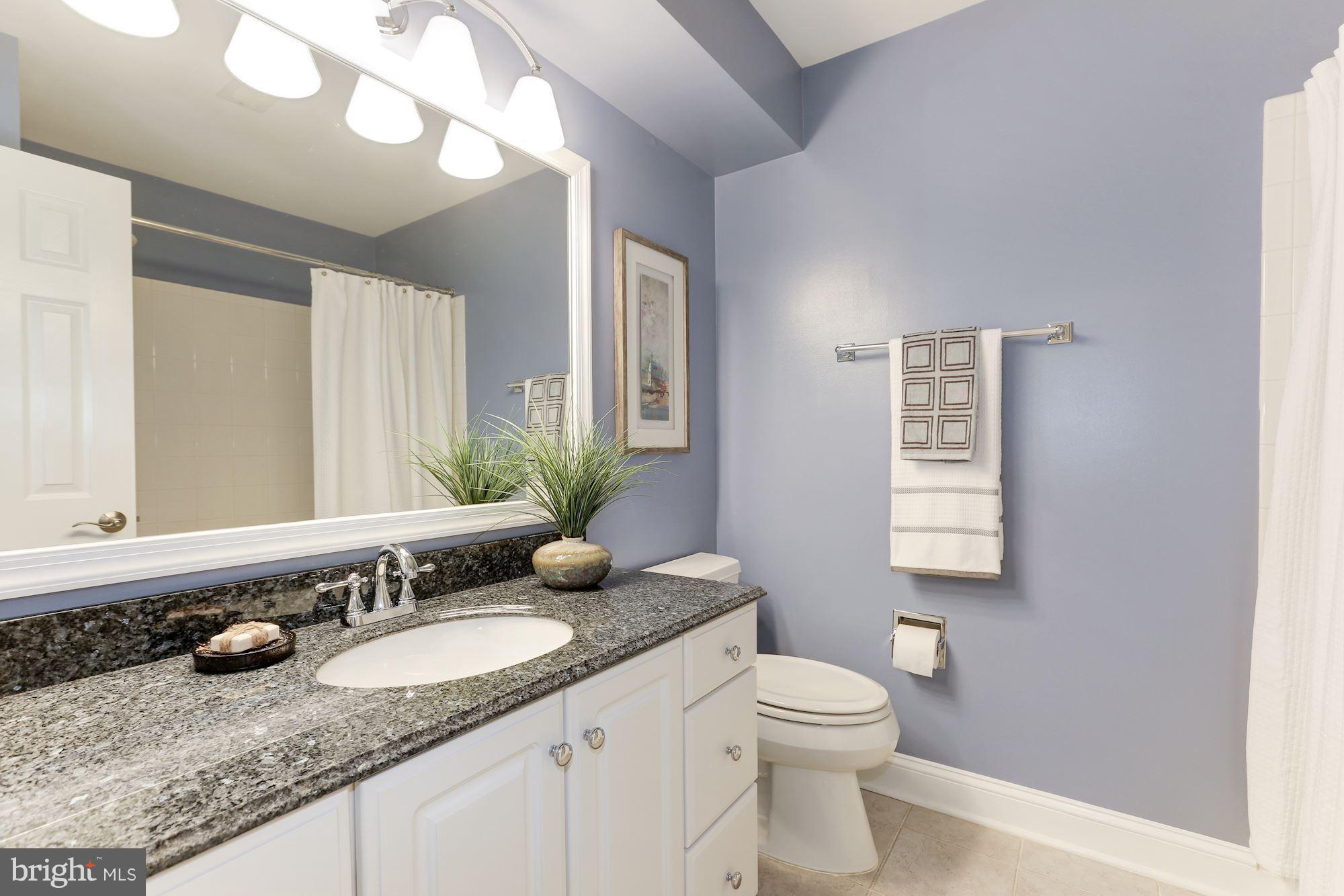 1311 Pavilion Club Way Reston, VA 20194 - Photo 18 of 28 a bathroom with a granite countertop sink and a mirror with toilet
