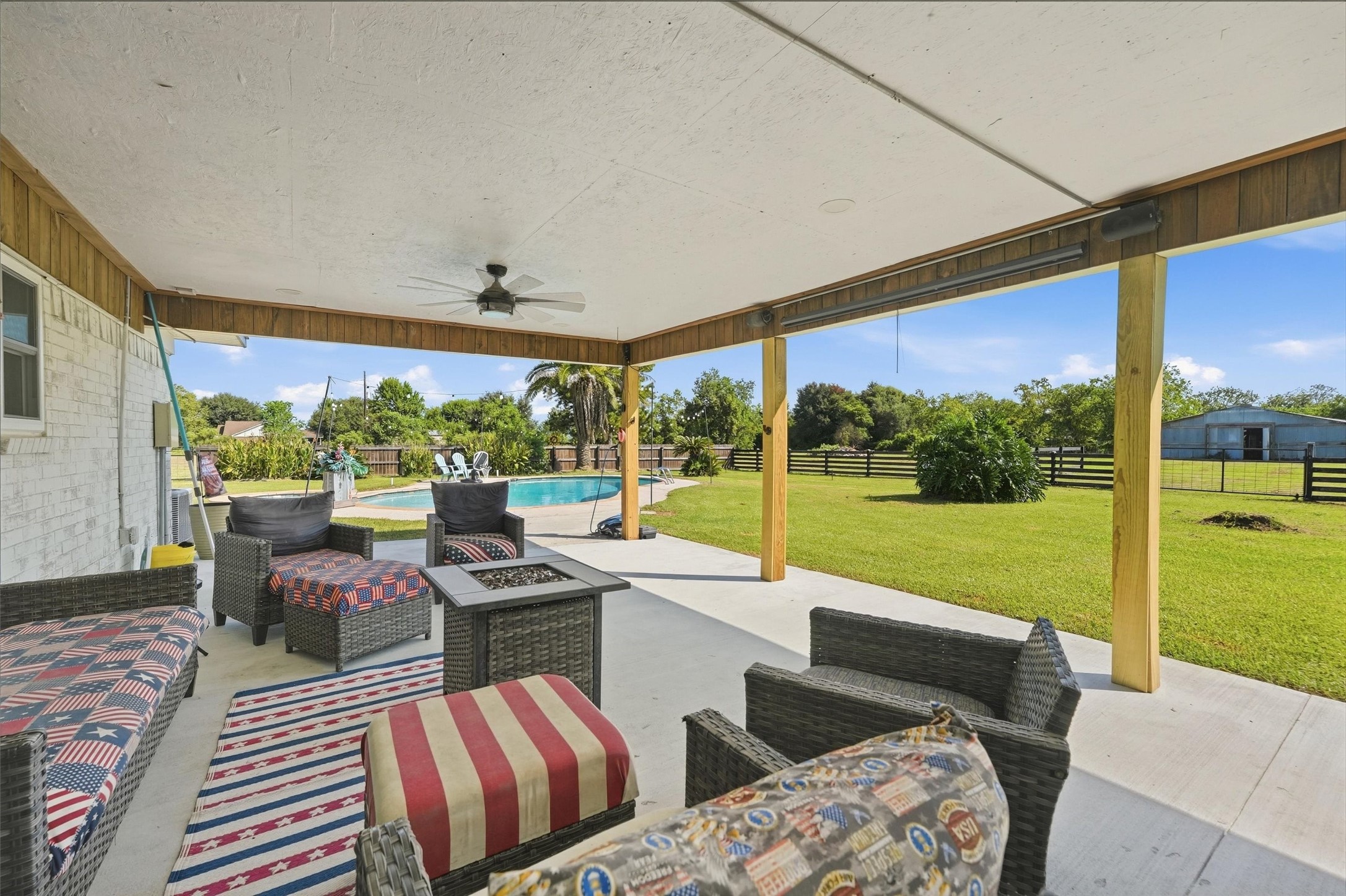 3814 Poskey Road Anahuac, TX 77514 - Photo 27 of 38 Covered back porch next to pool