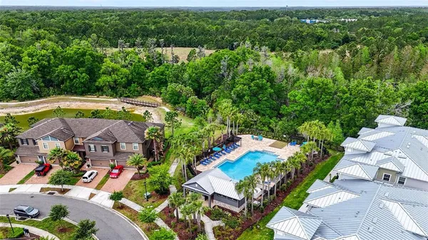 an aerial view of a house