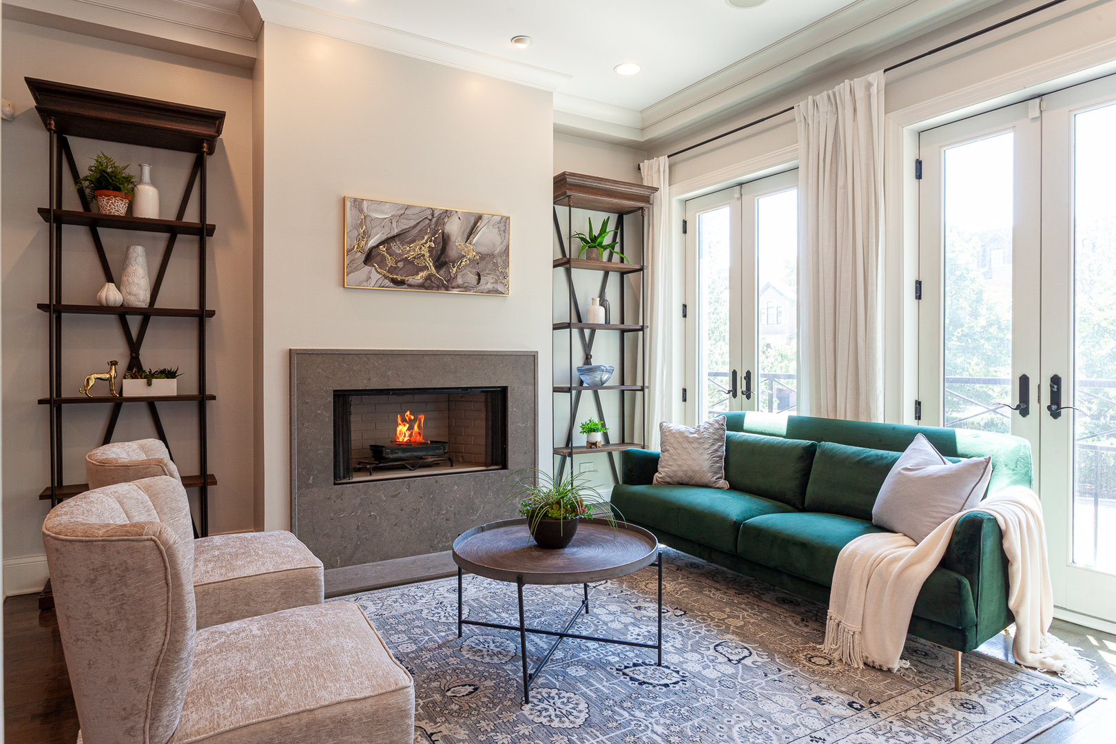 1758 West Surf Street Chicago, IL 60657 - Photo 5 of 51 a living room with furniture a window and a fireplace