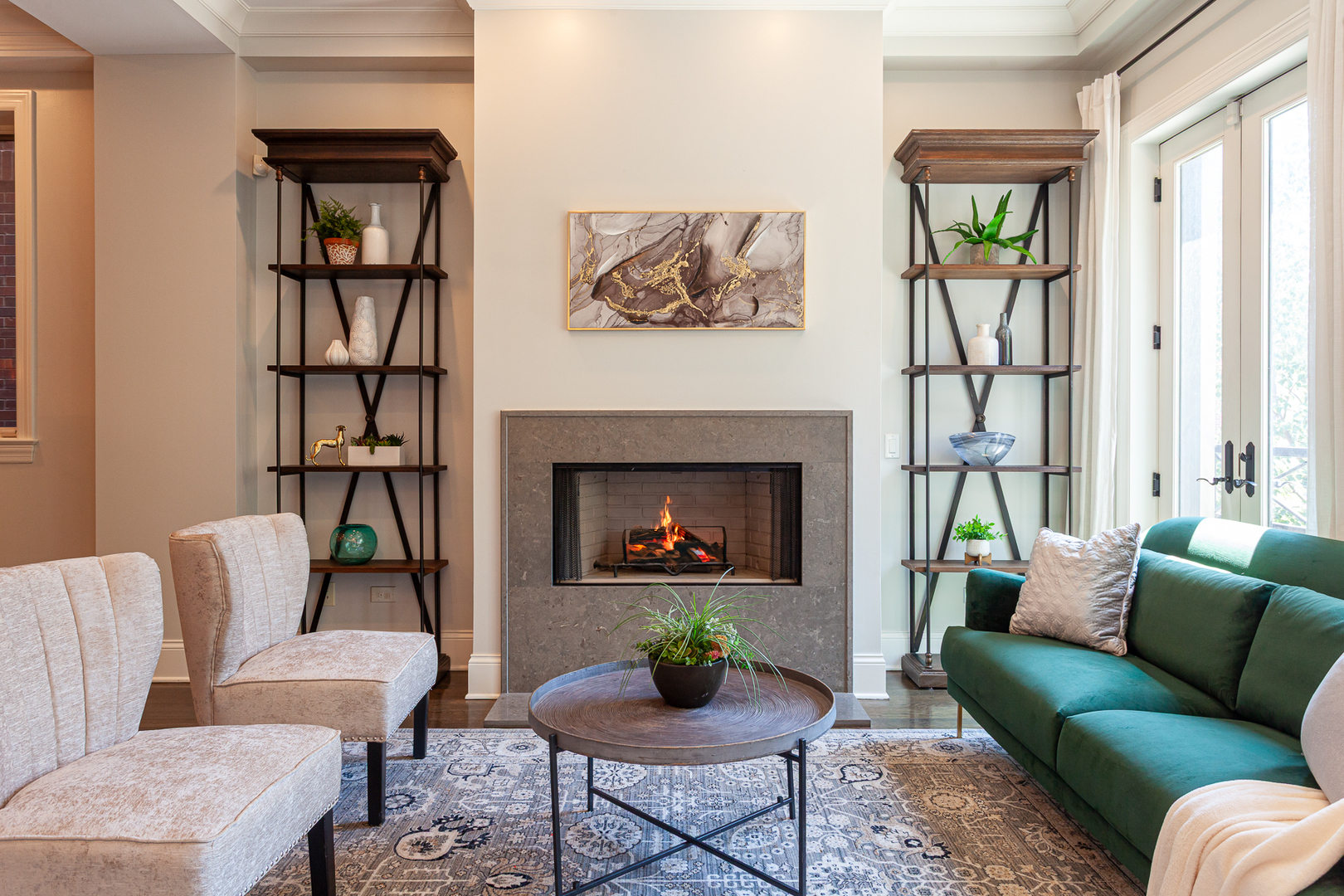 1758 West Surf Street Chicago, IL 60657 - Photo 6 of 51 a living room with furniture and a fireplace