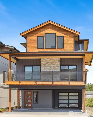 a front view of residential houses