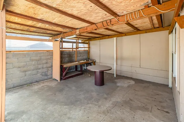 a view of a room with racks on the wall