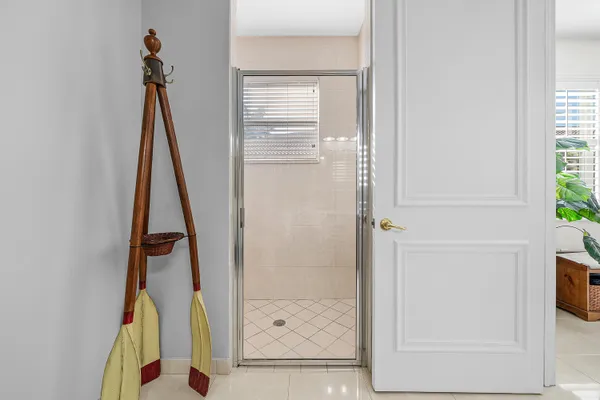 a view of a swimming pool with a outdoor seating