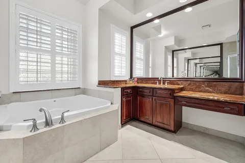 an outdoor view with a swimming pool