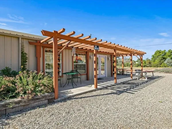a view of a house with a patio