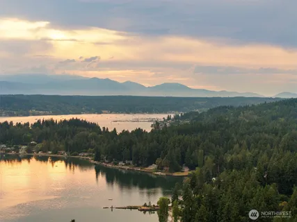 a view of lake with mountain