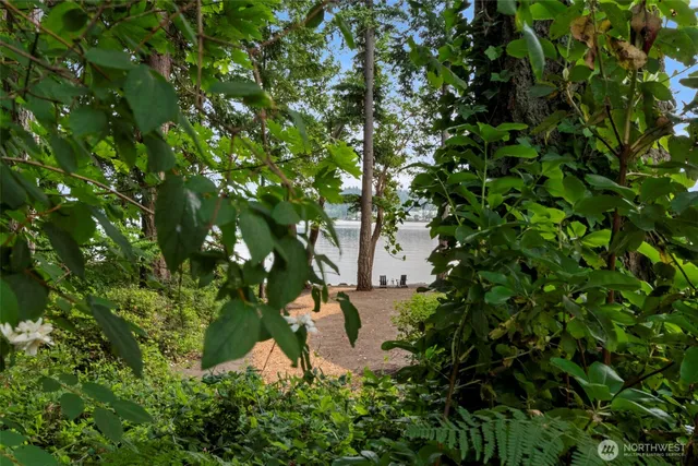 a view of a road with a yard