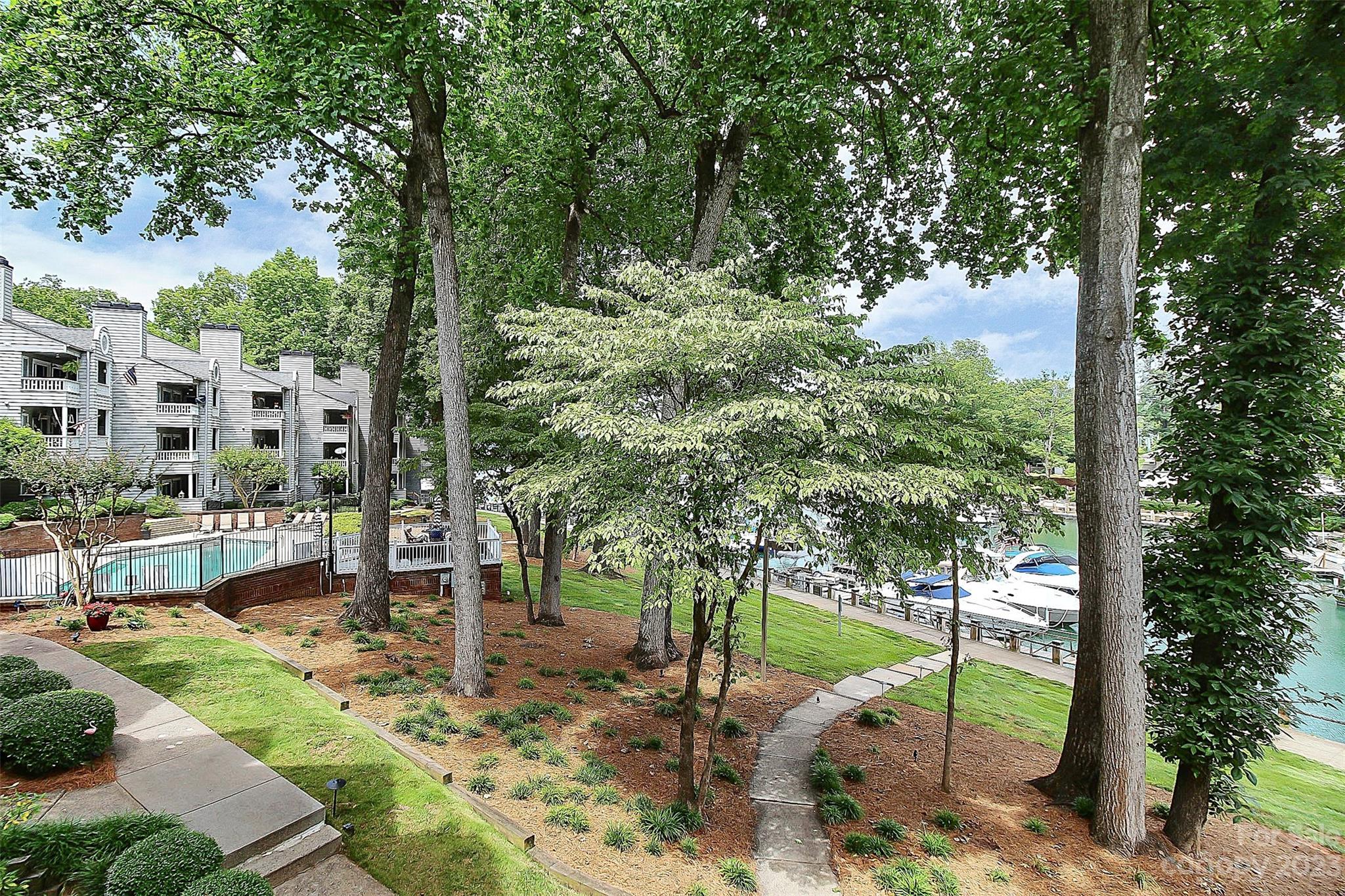 205 Northwest Drive, Unit 38 Davidson, NC 28036 - Photo 26 of 32 a view of a yard with plants and large trees