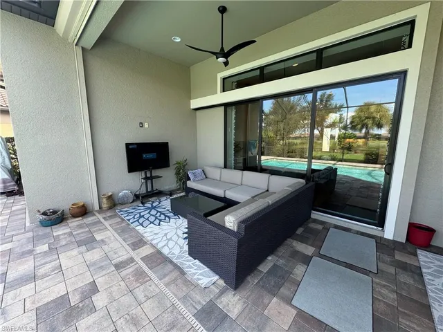 a living room with a large window