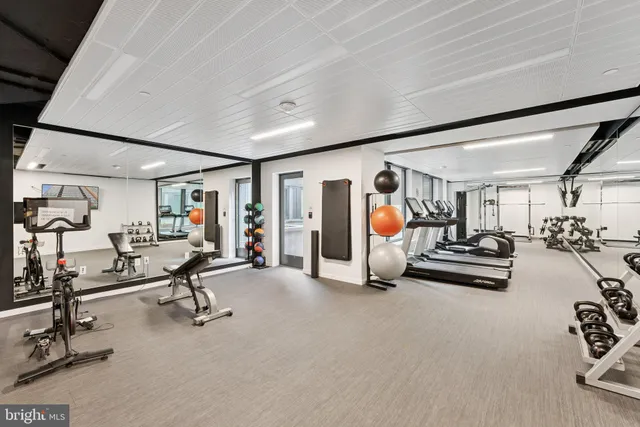 a room with gym equipment