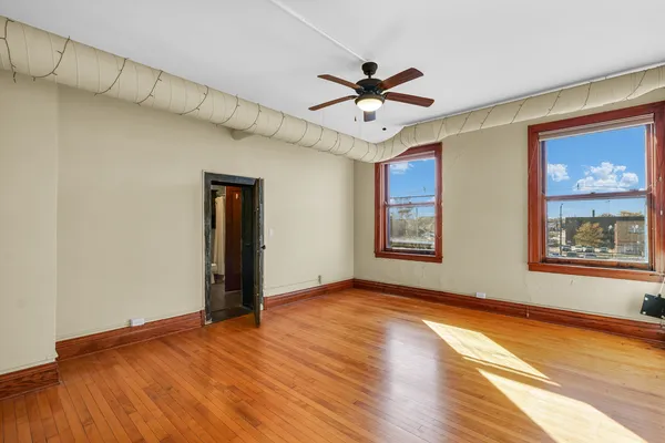 an empty room with windows