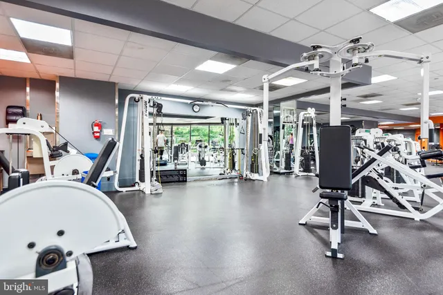 a view of a room with gym equipment