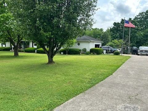 a view of a house with a garden