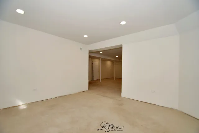 an empty room with a projector